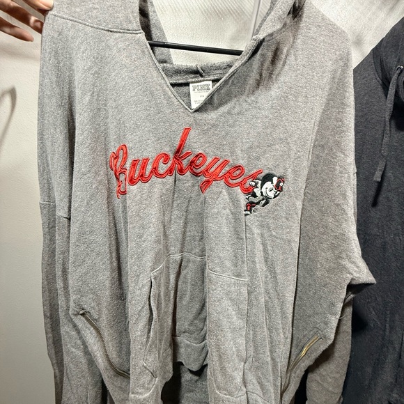 PINK Victoria's Secret Sweaters - ⚡️PINK Victoria’s Secret Ohio State Buckeyes Hoodie Gray L Zip Side Rare